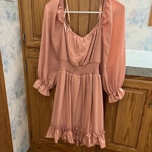 Chic Blush Long Sleeve Dress